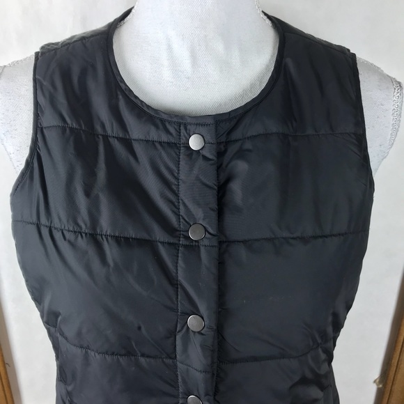 EILEEN FISHER Black snap quilted puffer vest, XS - Picture 2 of 7